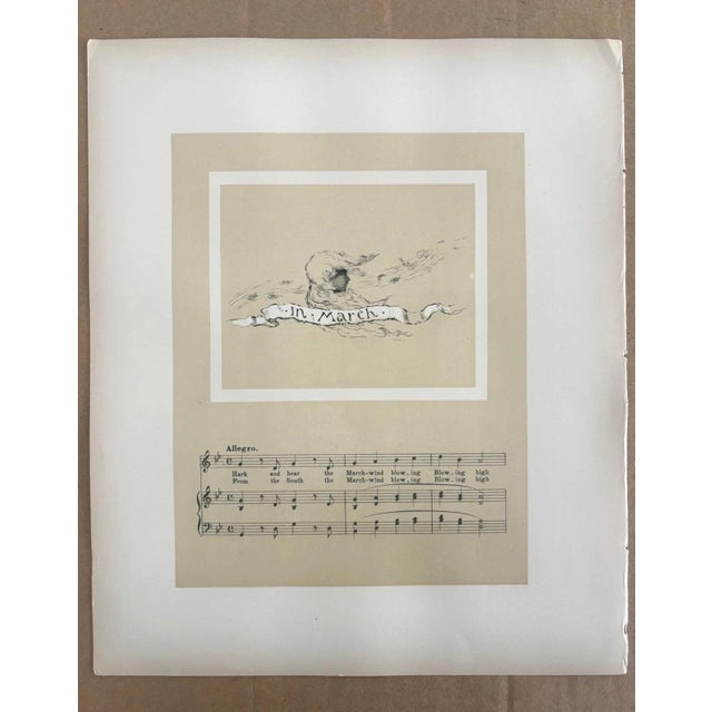 Antique 1888 Matted March Lullaby Print w/William Ladd Taylor Chromo on back EUC For Sale - Image 4 of 6