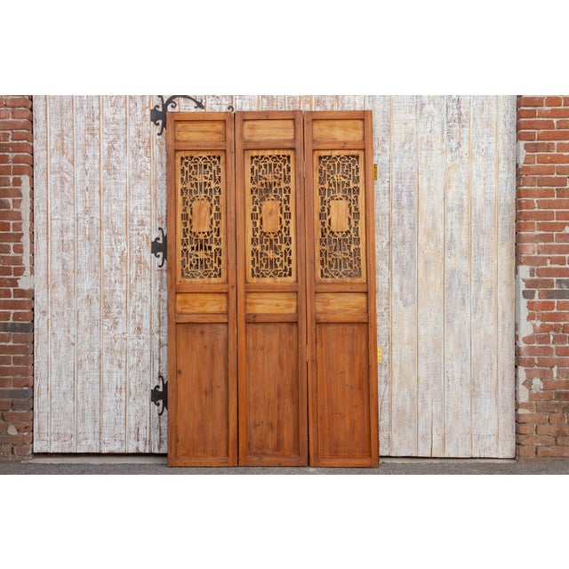 Shanxi Carved Cedar Screen, Set of 3 For Sale - Image 10 of 10