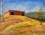Contemporary Landscape Oil Painting, "Barn at Ft Lewis" by Teresa DiMarco For Sale