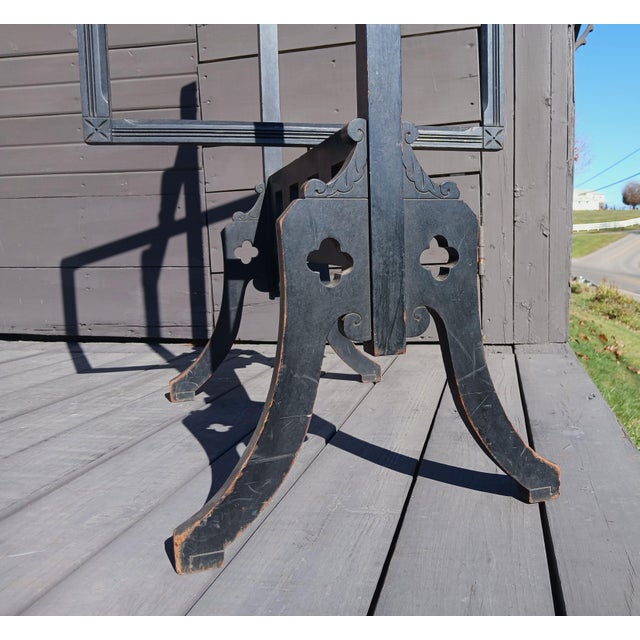 Antique Victorian Fireplace Screen Stand 1860s Original Black Lacquer For Sale - Image 12 of 12