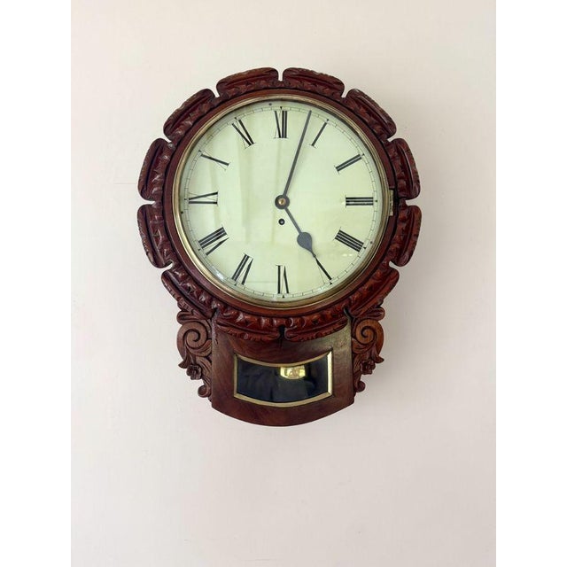 Antique Mahogany Drop Dial Wall Clock, 1860 For Sale - Image 6 of 6