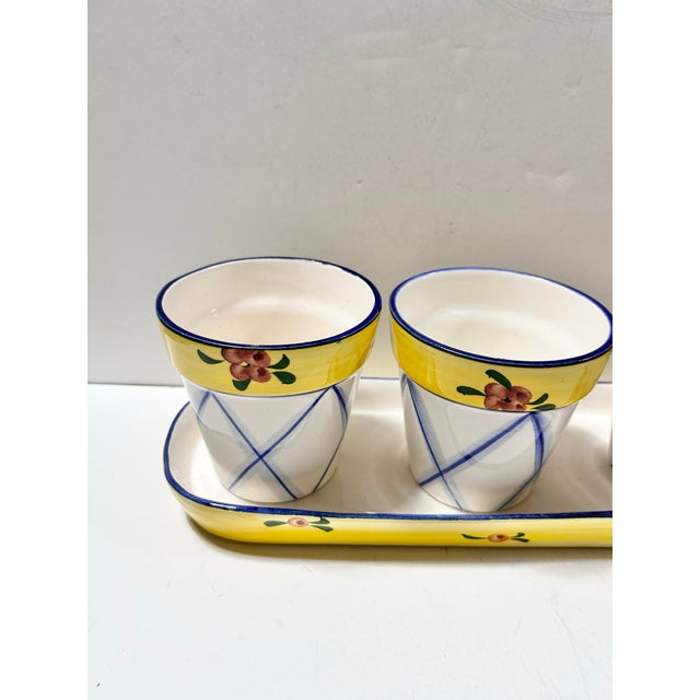Vintage four-piece ceramic planter set by Jay Willfred for Andrea by Sadek, made in Portugal. Includes three matching...