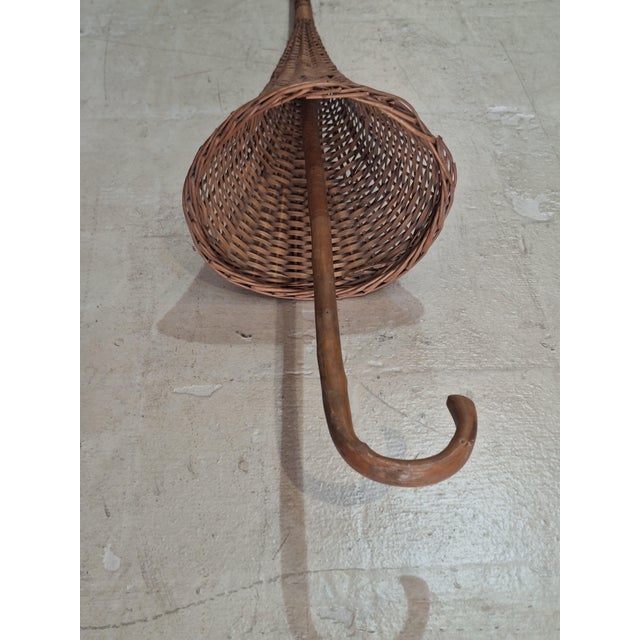 French Country Mid-20th Century European Wicker Umbrella Stand, Likely French or Italian 46'' Tall For Sale - Image 3 of 6