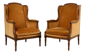 Pair Louis XVI Style Bergere Á Oreilles Wingback Chairs