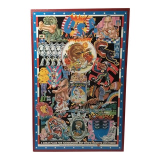 1971 Vintage Alan Aldridge "Usa:: A Great Place for Hamburgers..." Poster For Sale