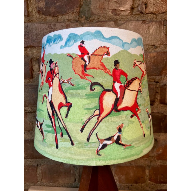 Fox Hunt Original Whimsical Hand Painted Tabletop Lampshade by Pauline De Roussy De Sales For Sale In New York - Image 6 of 11