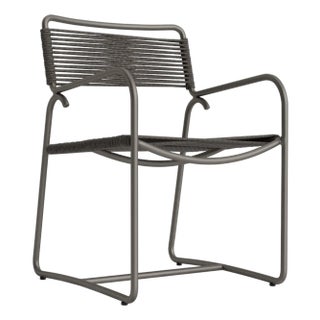 Brown Jordan Walter Lamb Aluminum Arm Chair, Mica frame with Coal fabric For Sale