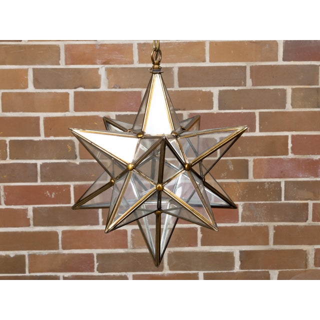 Mid 20th Century Mid Century Modern French Star Glass and Metal Light Fixture with Single Socket For Sale - Image 10 of 12