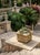Beige English Gothic Style Cast Stone Square Planter With Rosette Panels For Sale - Image 8 of 8