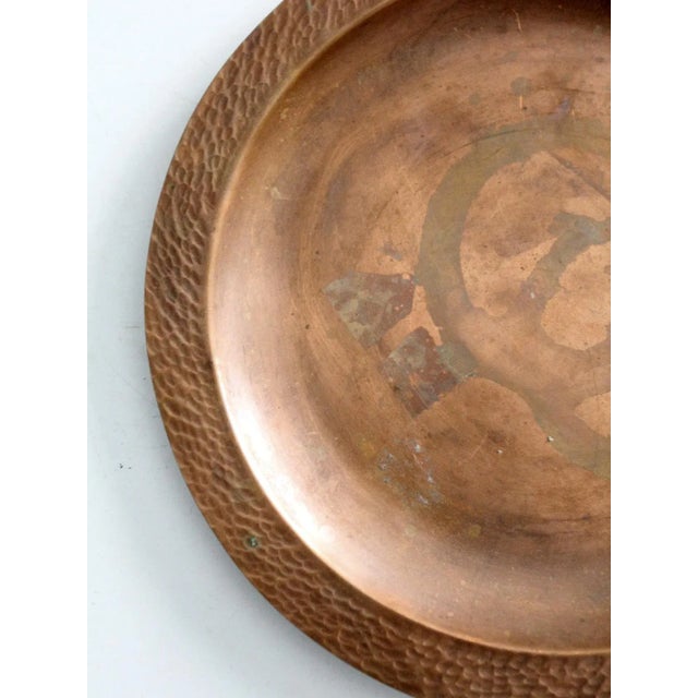 Metal Antique Arts & Crafts Hand-Hammered Copper Plate For Sale - Image 7 of 9