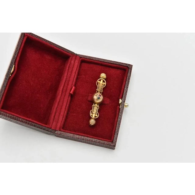 Late 19th Century Gold Brooch with Diamond, Ruby and Sapphire For Sale - Image 5 of 7