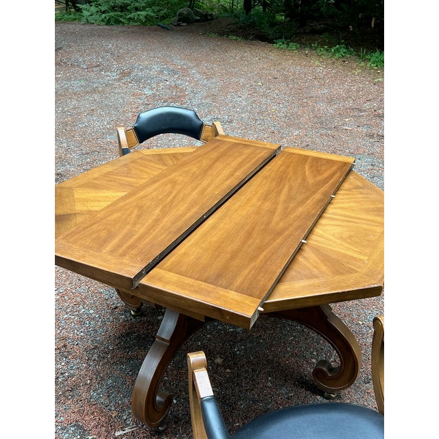 Black 1960s Drexel Esperanto Mid-Century Modern Hexagonal Low Dining & Game Table With 4 Chairs For Sale - Image 8 of 17