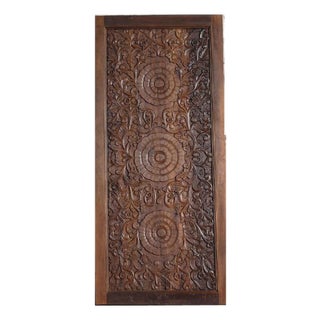 Triple Lotus Hand-Carved Solid Wood Double Entry Doors – Antique Indian Statement Doors 80x36 For Sale