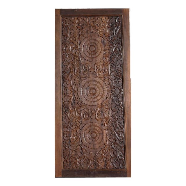 Triple Lotus Hand-Carved Solid Wood Double Entry Doors – Antique Indian Statement Doors 80x36 For Sale