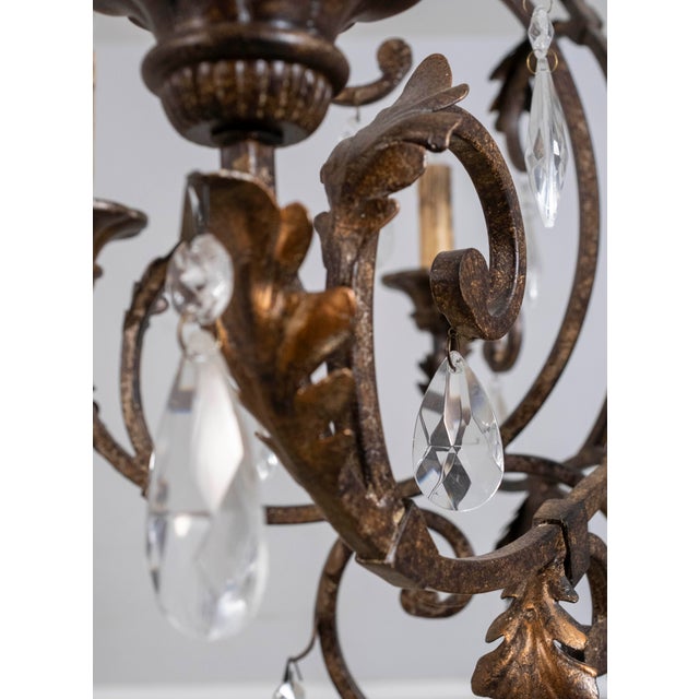 Venetian Style 6 Light Metal Frame Hanging Chandelier For Sale - Image 9 of 14