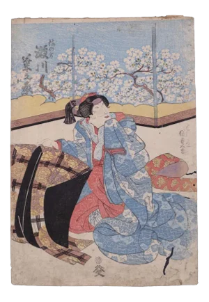 Utagawa Toyokuni II, Kabuki Theatre Scene, Original Woodblock Print, Circa 1810
