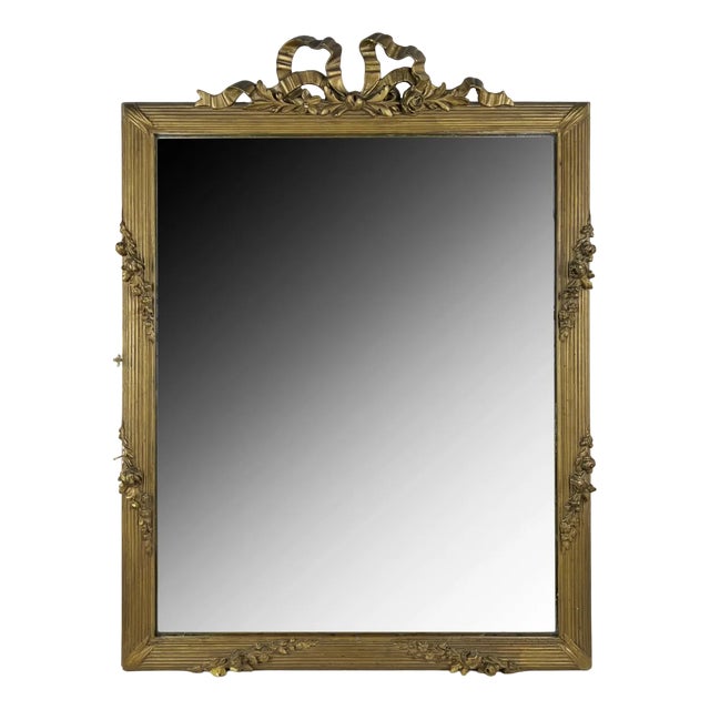 Louis XVI French Wall Mirror with Bow Cartouche, 1890s For Sale