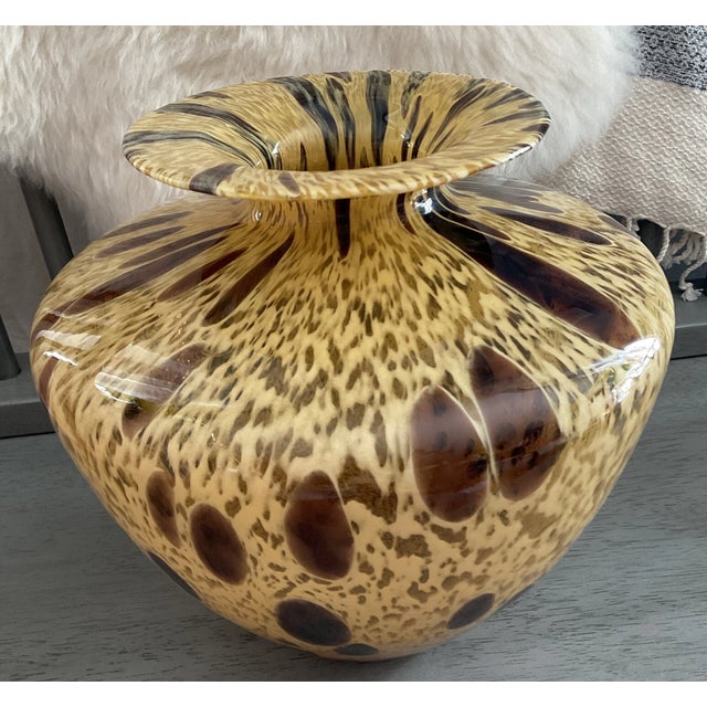 Mid-Century Modern Vintage MCM Murano Style Italian Azzurra Maestri Vetrai Empoli Glass Vase For Sale - Image 3 of 5