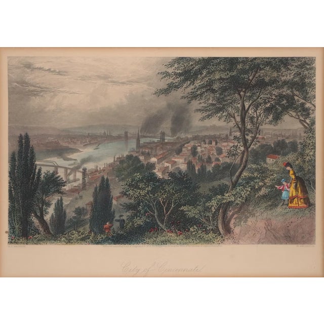 Bring a piece of Americana into your collection with this charming hand-colored engraving of the City of Cincinnati,...