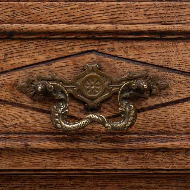 19th Century French Baroque Oak Chest of Drawers For Sale - Image 9 of 18
