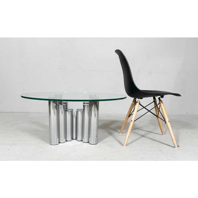 Sculptural coffee table/coffee table, chrome, Italy, 1970s, solid construction made of chrome-plated metal, Dimensions...