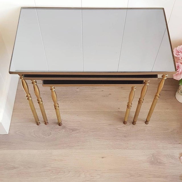 Mid-Century Brass Nesting Tables, 1960s, Set of 3 For Sale - Image 4 of 9