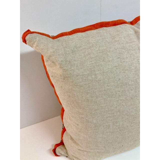 Animal Print Toss Pillow With Coral Linen Details For Sale - Image 11 of 12