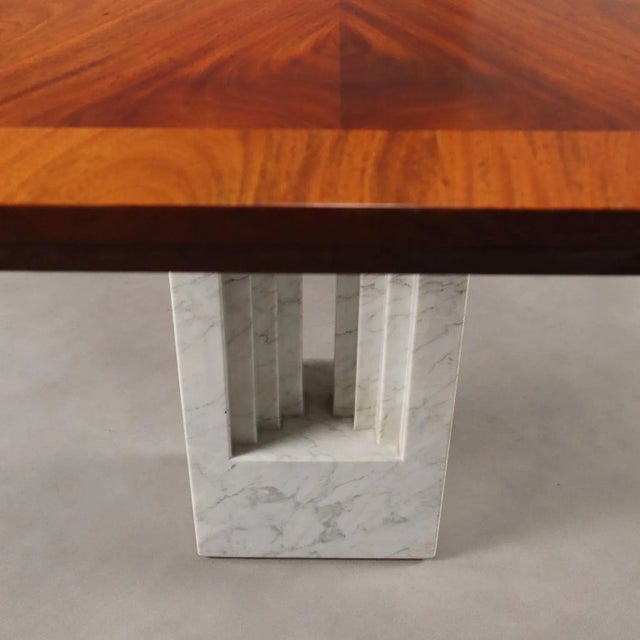 Red Table with Marble Legs, 1980s For Sale - Image 8 of 12