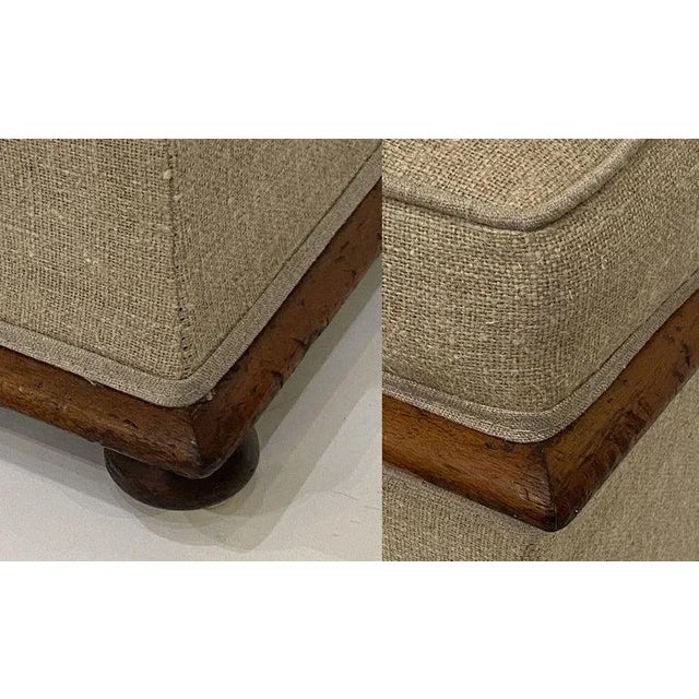 English Upholstered Trunk or Pouffe Ottoman Seat on Casters For Sale - Image 11 of 13