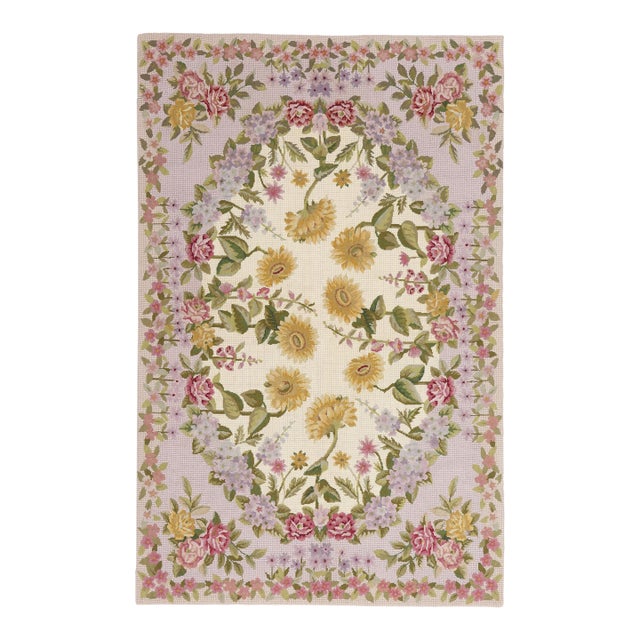 Vintage Chinese Aubusson Needlepoint Rug, 04'00 X 06'01 For Sale