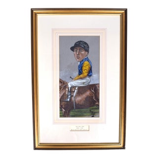 William Lane (1883-1920) Maj. Eustace Loder's Colours Jockey Pastel Watercolour Caricature Portrait by Nap For Sale