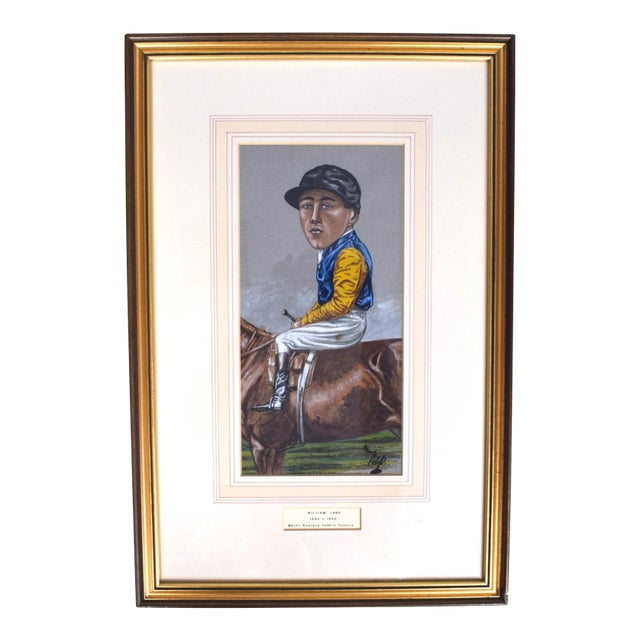 William Lane (1883-1920) Maj. Eustace Loder's Colours Jockey Pastel Watercolour Caricature Portrait by Nap For Sale