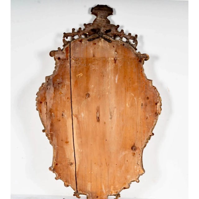 Gold Italian Giltwood Cartouche Mirror, 18th Century For Sale - Image 8 of 10