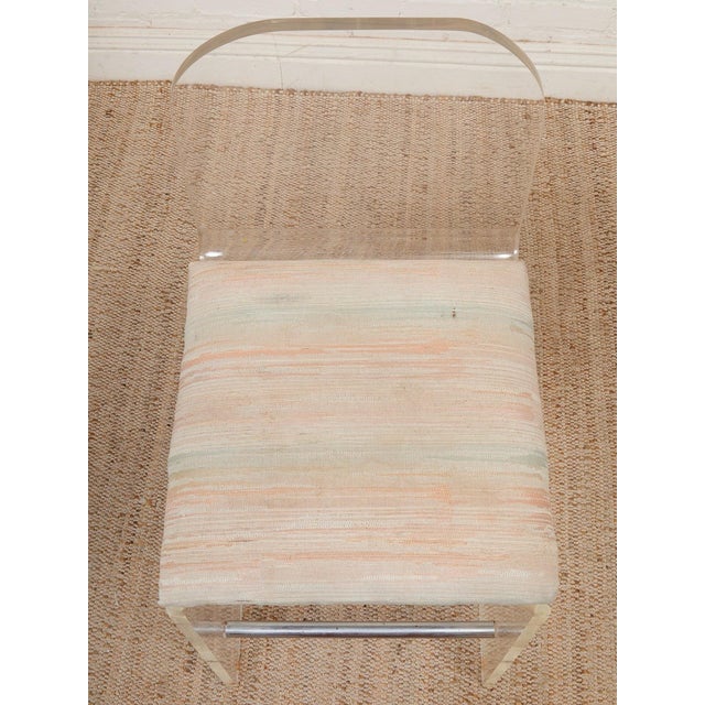 Plastic Mid 20th Century Lucite Pair of Stools With Seat Pads, Pair For Sale - Image 7 of 11