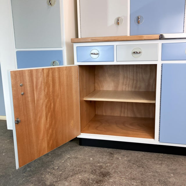 Kitchen Cabinets in Pastel Blue and Light Grey, 1960s, Set of 3 For Sale - Image 11 of 17