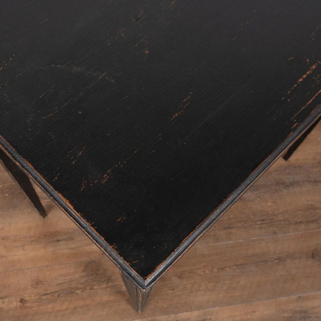 Pair, Swedish Gustavian Style Reproduction Black Side Tables For Sale - Image 6 of 12