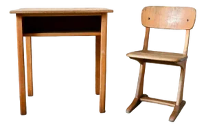 Childrens Desk & School Chair, 1950s, Set of 2