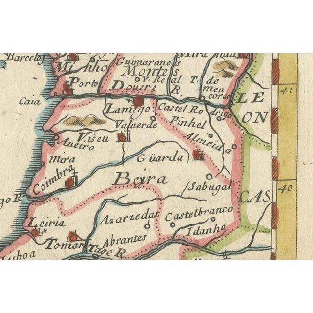 Antique Miniature Map of Portugal by Pierre Du Val, Paris, France, 1680 For Sale - Image 6 of 10