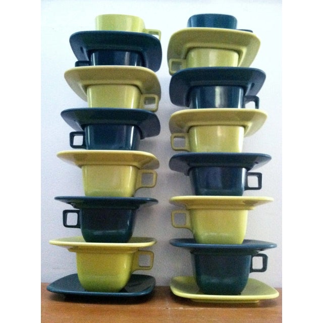 Plastic Melamine Cups and Saucers - Set of 14 For Sale - Image 7 of 8