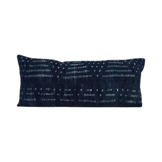 Vintage Indigo Mud Cloth Textile Pillow For Sale