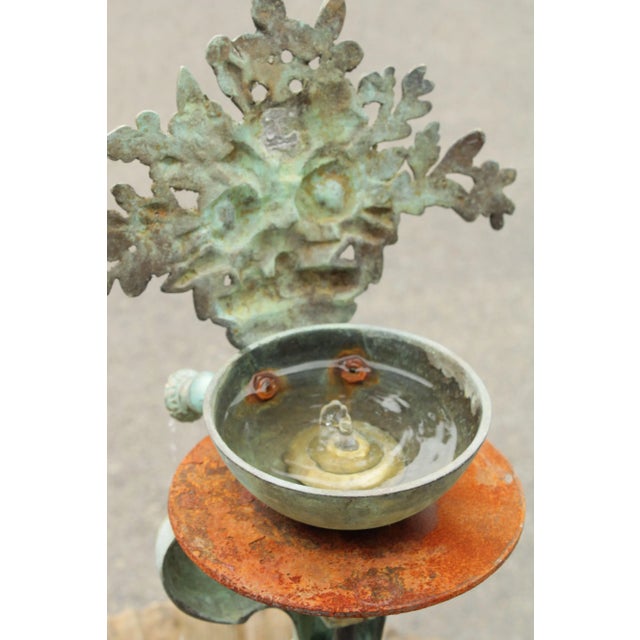 Italian Renaissance Style Cast Stone & Bronze Garden Fountain For Sale - Image 12 of 13