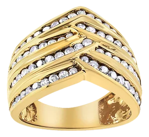 10K Yellow Gold Plated .925 Sterling Silver 1 1/2 Cttw Diamond Channel Band (Champagne Color, I2-I3 EVS1010