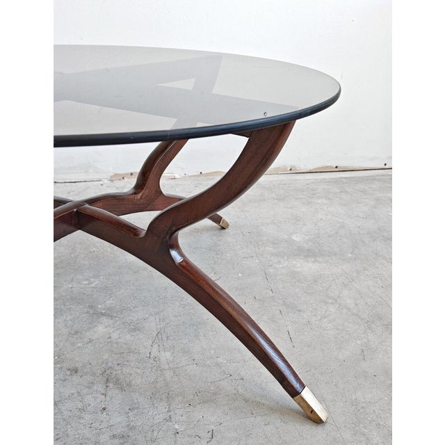 Glass Mid-Century Ash Spider Coffee Table in the style of Carlo de Carli, 1950s For Sale - Image 7 of 14