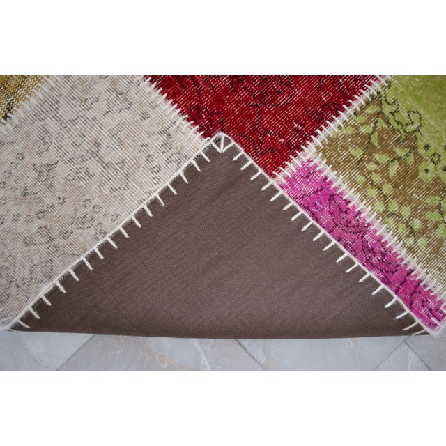 Vibrant Pink & Red Turkish Rug Hand Knotted Handstitched Floor Art Room Decor - 4'x5'11" For Sale - Image 9 of 17