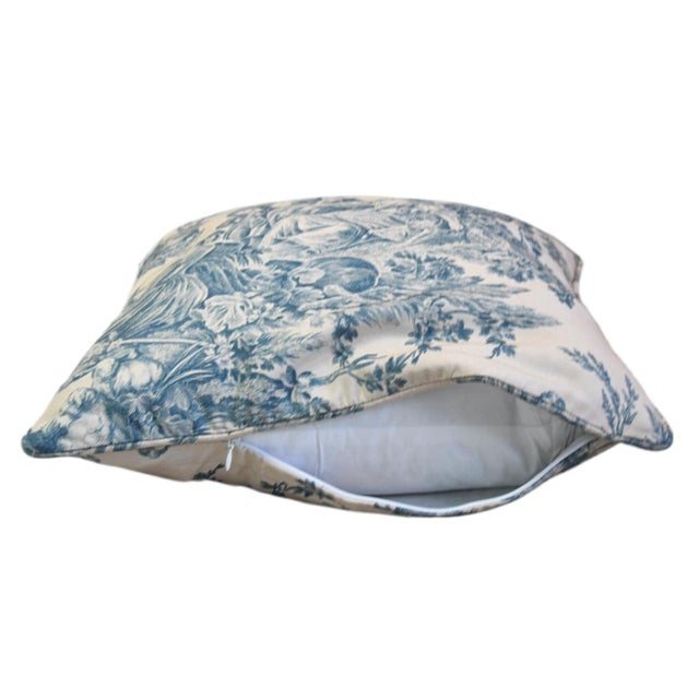 French Blue Countryside Pastoral Toile Feather/Down Double Sided Pillow For Sale In Los Angeles - Image 6 of 7