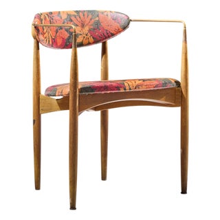 Dan Johnson for Selig Viscount Mid Century Brass and Walnut Chair For Sale