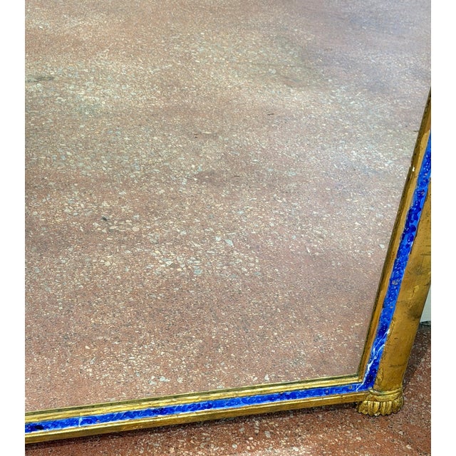 Italian Neoclassical Lapis-Blue Enameled Giltwood Mirror, 1960s For Sale - Image 15 of 16