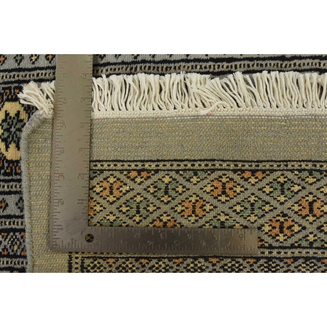Bokhara Rug 4′ X 6’3” Gray Wool Tribal Hand-Knotted Oriental Carpet For Sale - Image 11 of 11