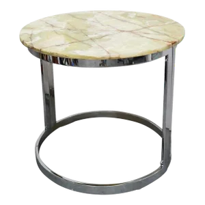 Mid 20th Century Round Onyx & Chrome Table