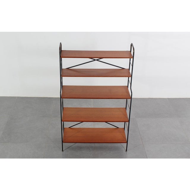 1960s Mid-Century Scandinavian Iron and Teak Bookcase, 1960s For Sale - Image 5 of 17